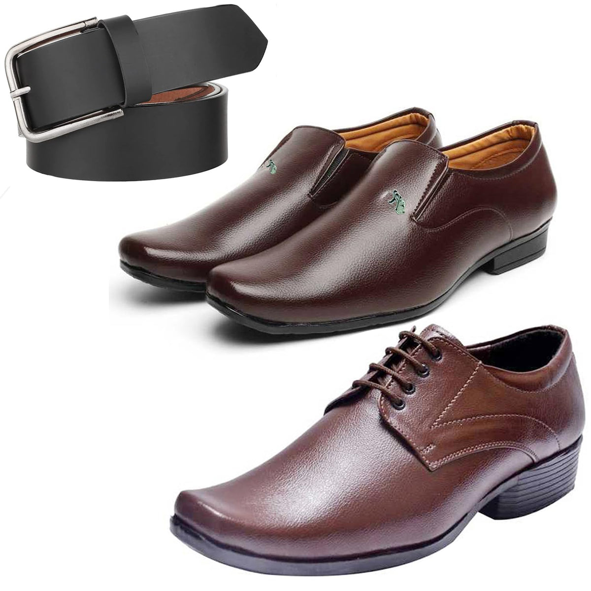 Modern Trendy Formal Shoes/Party Shoes/ 2 Shoes Combo with Free Belt for Men and Boys (BAZAAR8223_VTR004Brwn2005Brwn) Multico 8