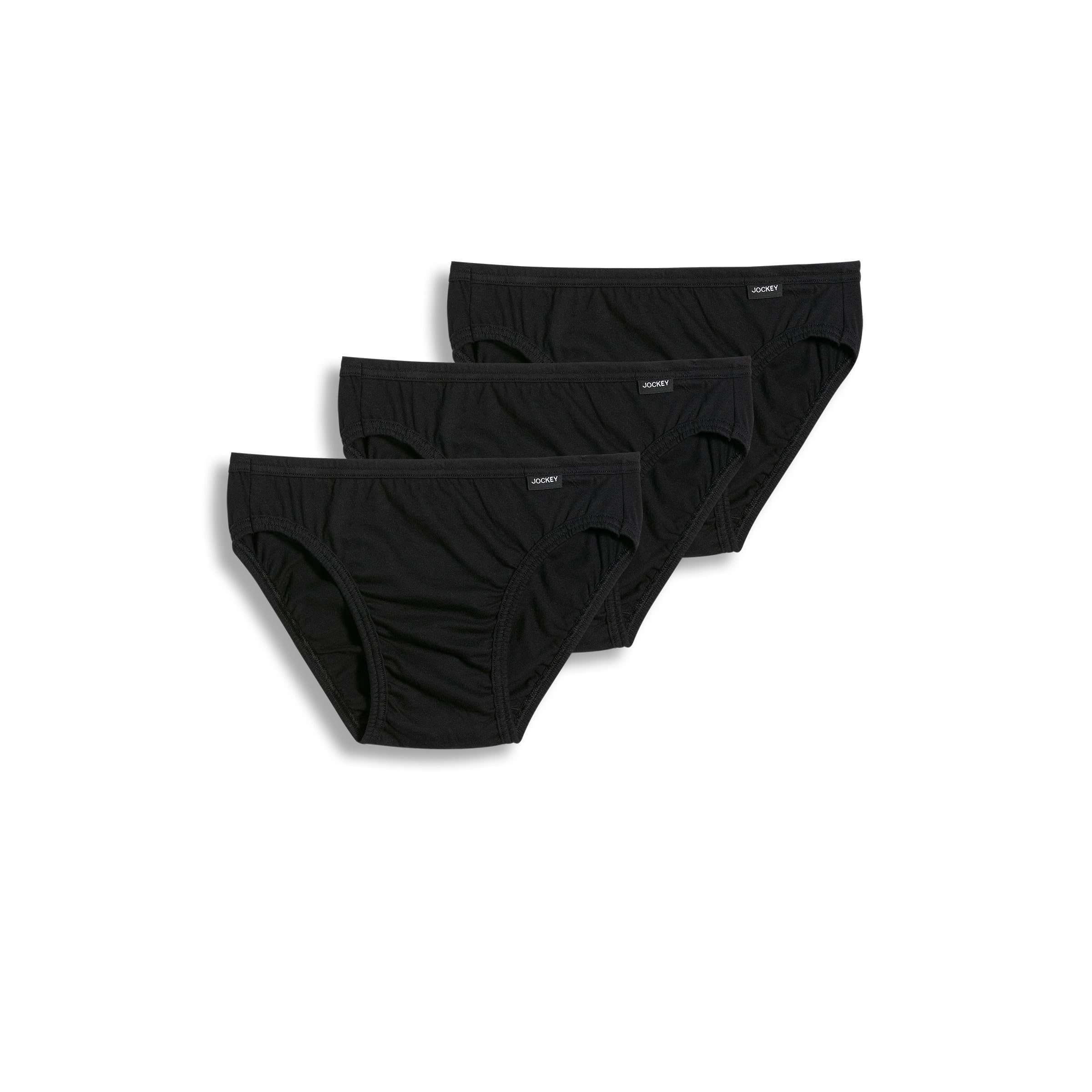 Jockey Men's Underwear Elance Bikini - 3 Pack, Black, XL