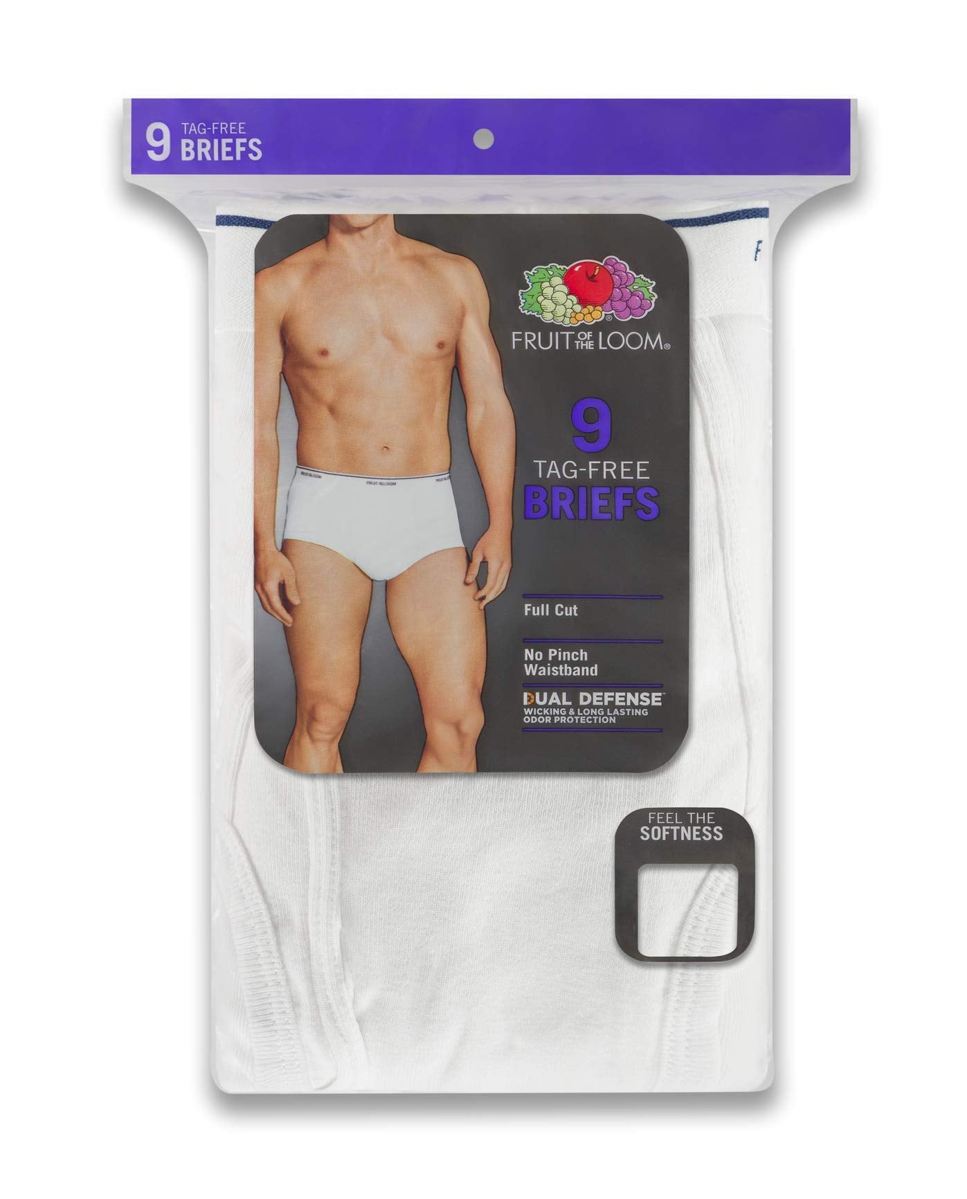 Fruit of the Loom mens Tag-free Cotton Briefs, 9 Pack - White, Medium US