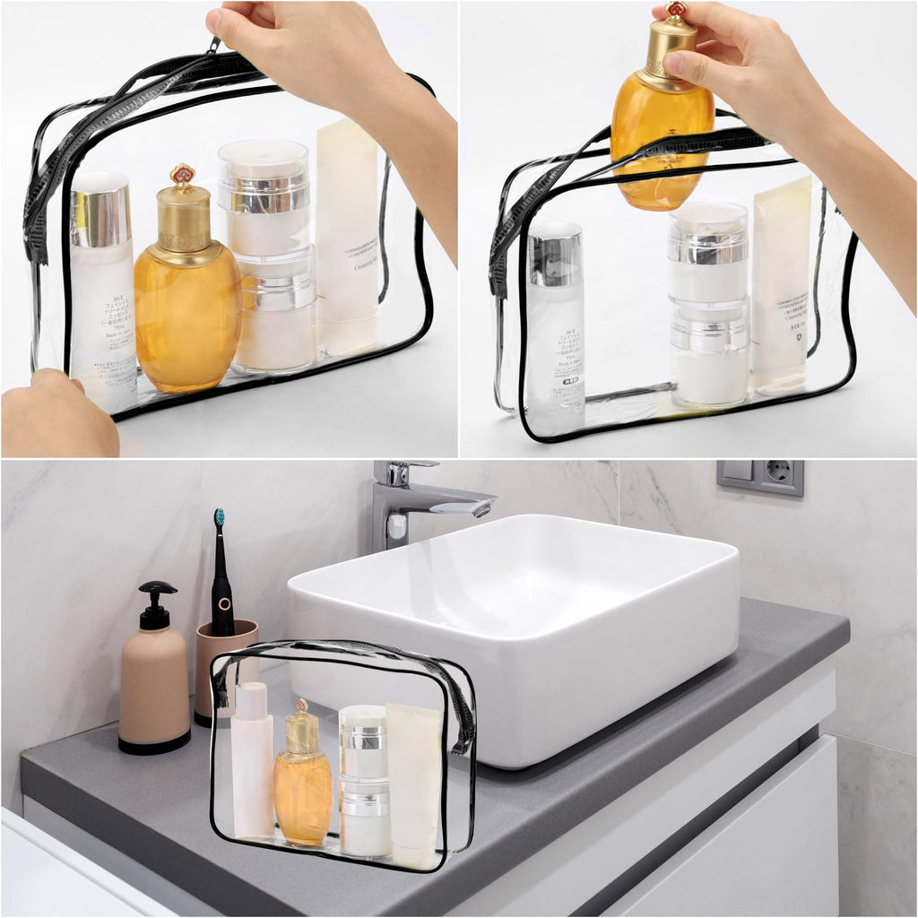 Tbestmax 10 Pack Clear Cosmetic Bags Makeup Bags Portable Waterproof TSA Approved Travel Toiletry Bags Large Organizer