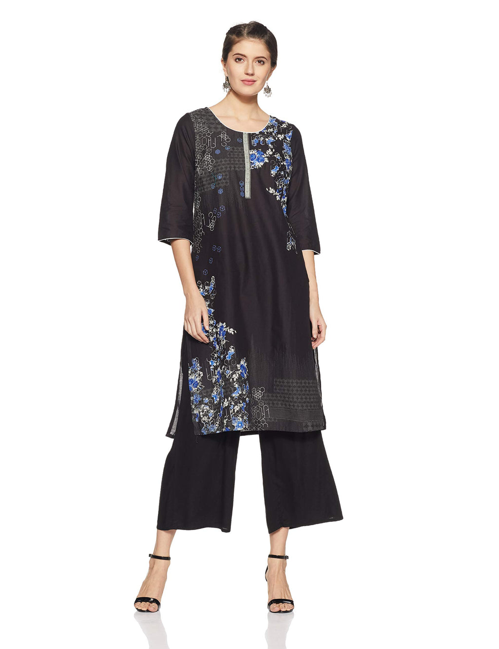 Aurelia Women'S Cotton Kurta (18Fek13596-62886_Black_Large)