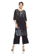 Aurelia Women'S Cotton Kurta (18Fek13596-62886_Black_Large)
