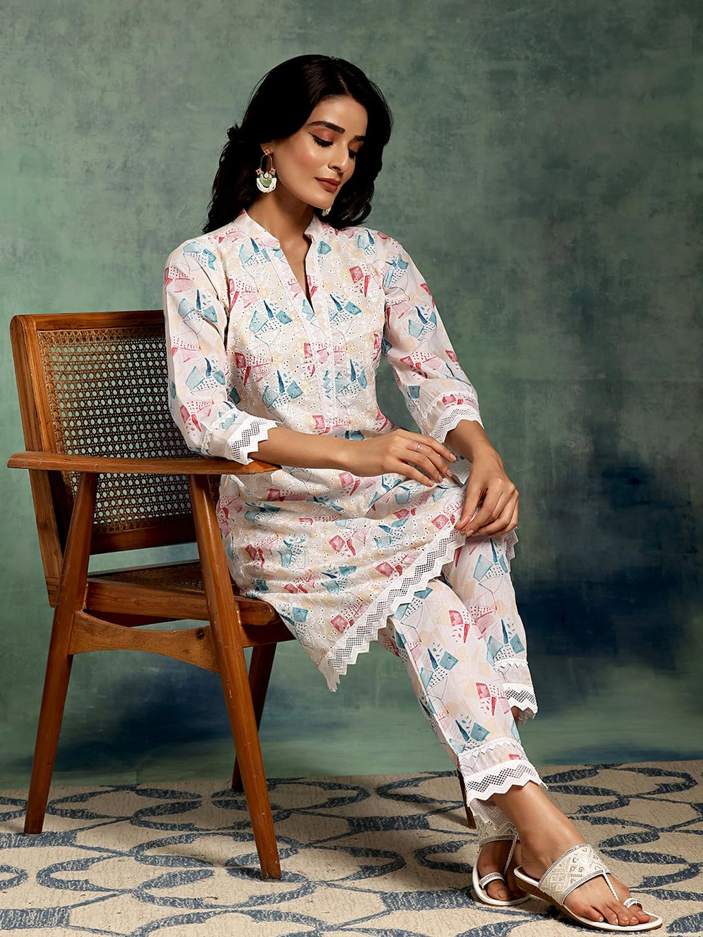 Libas WomenS Cotton Kurta Set (35586_Cream