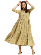 Rangita Green Cotton Calf Length Embroidered Anarkali Kurti For Women | Kurta For Women_Xl