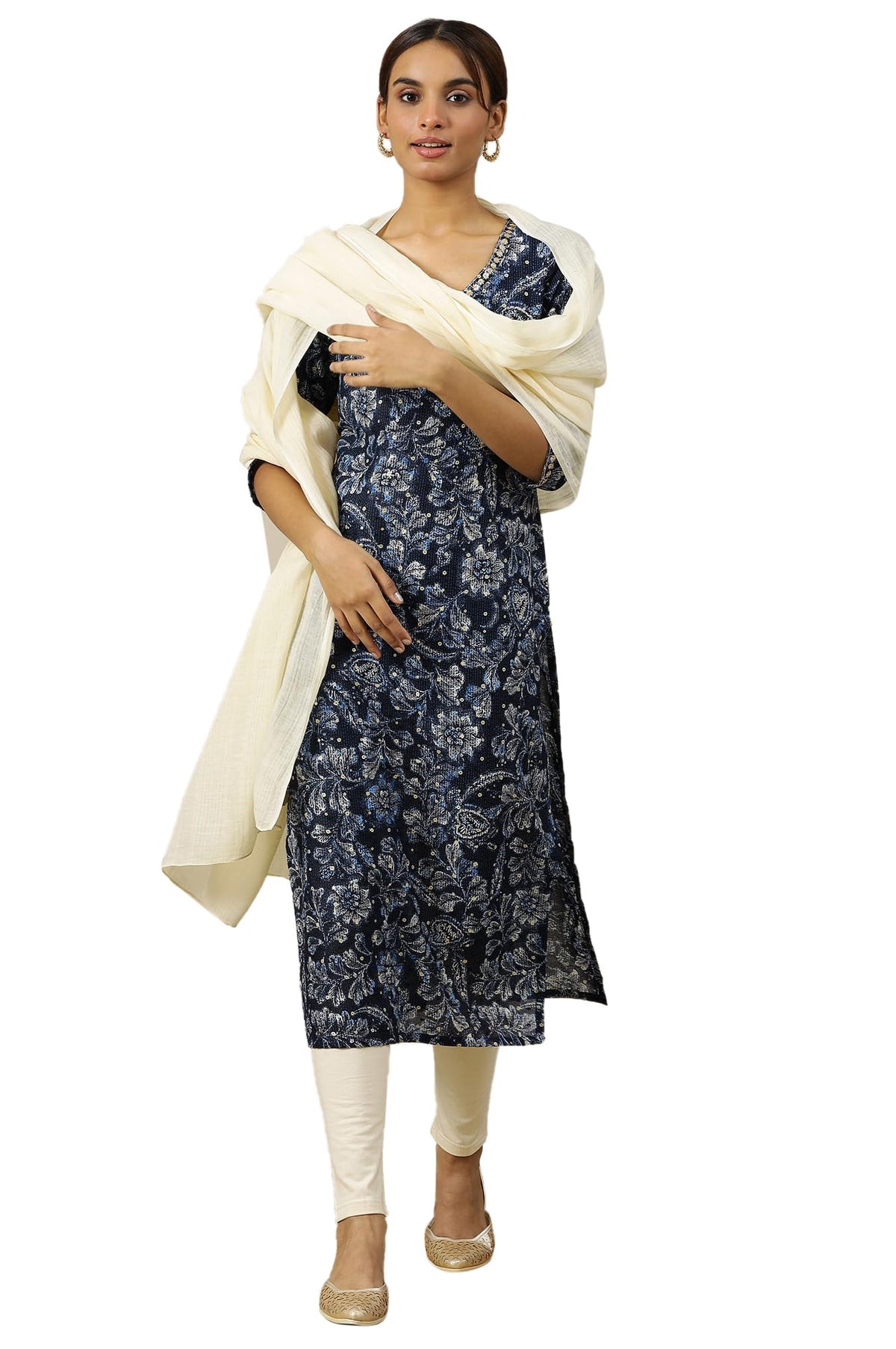 Seedpearl Cream Yard Dyed Pure Cotton Soft Dupatta