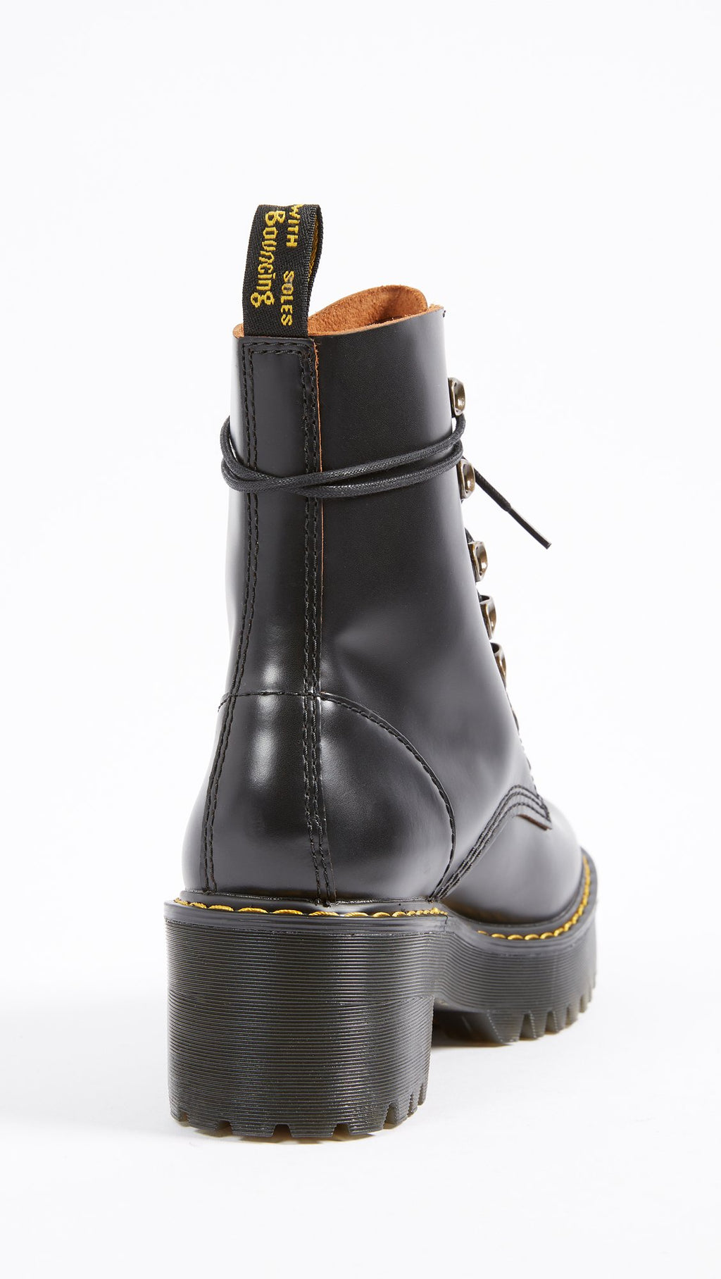 Dr. Martens Women's Leona Leather Heeled Boot, Black Smooth, 7