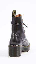 Dr. Martens Women's Leona Leather Heeled Boot, Black Smooth, 9