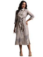 Libas WomenS Linen Shirt Midi Dress (37182_Off White