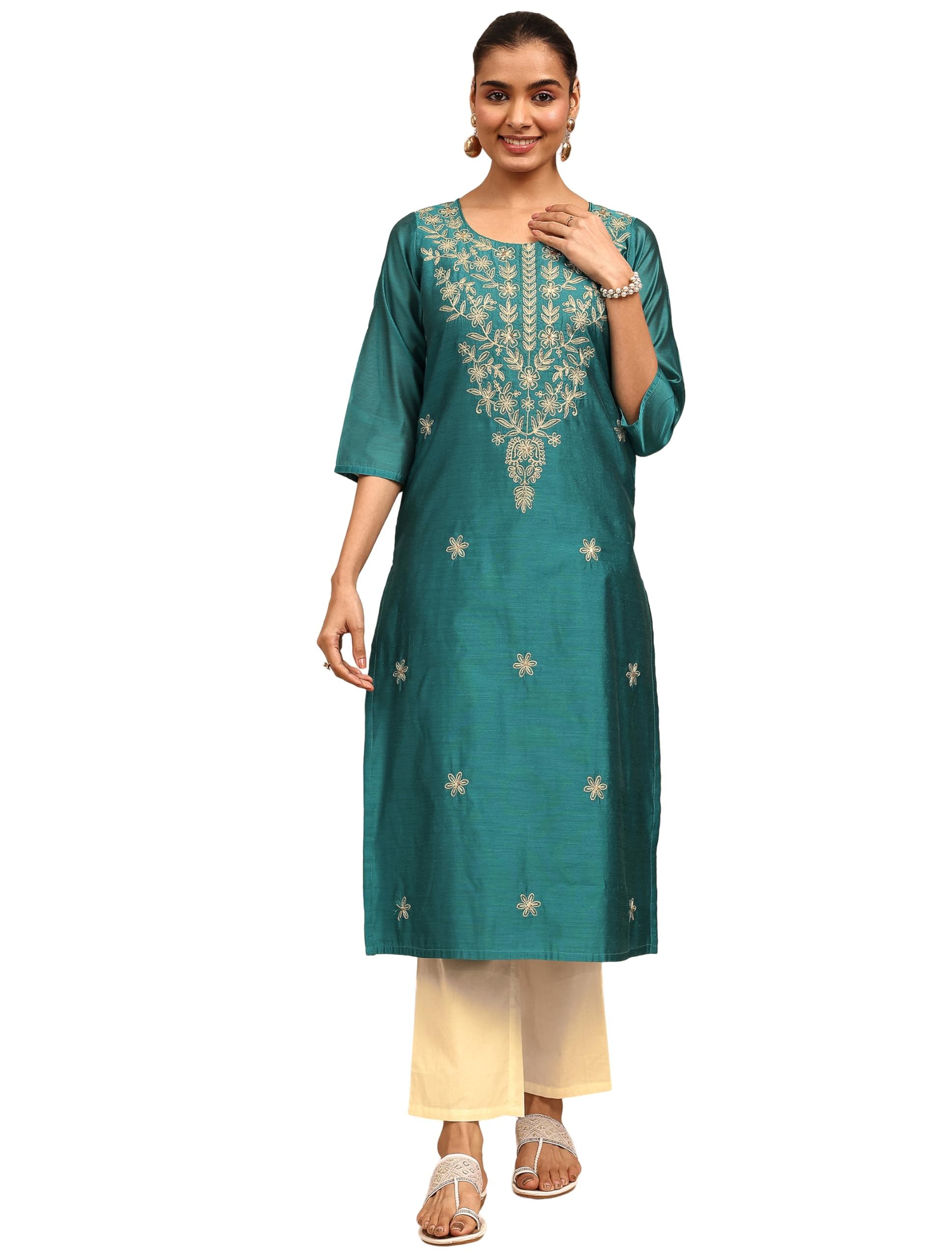Libas Printed Chanderi Silk Kurta-43128XXL