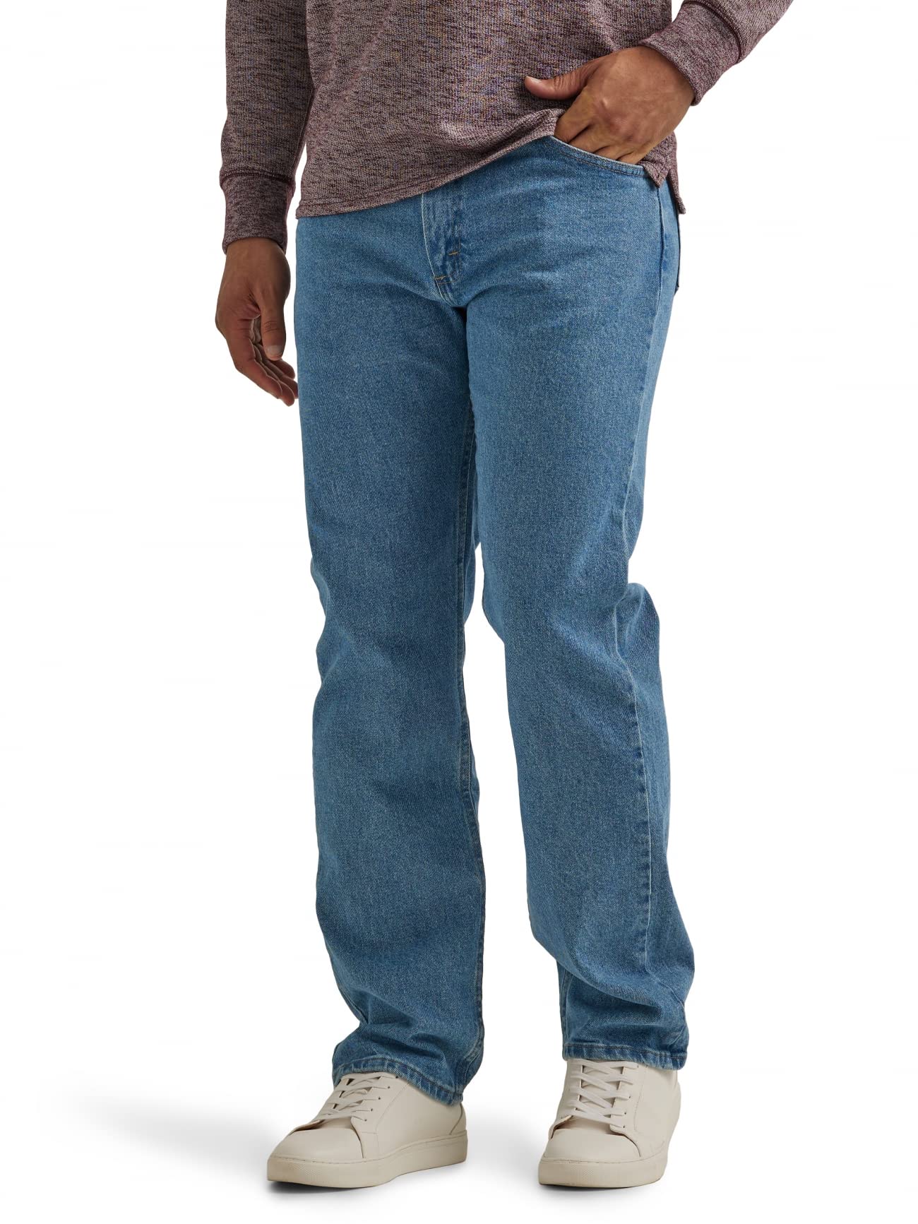 Wrangler Authentics Men's Classic 5-Pocket Regular Fit Jean, Light Stonewash Flex, 38W X 29L