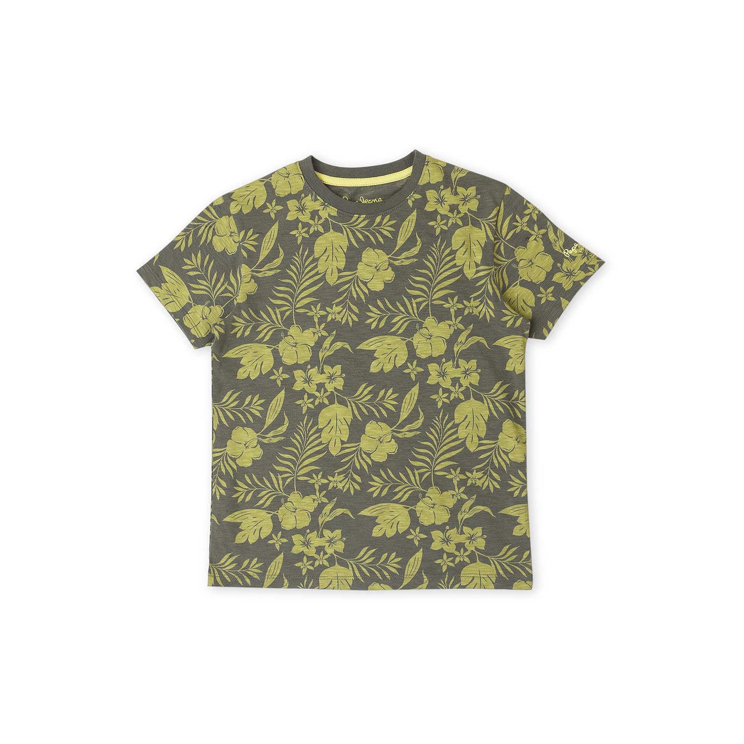 Pepe Jeans Boy Cotton Floral Regular Fit T-Shirt (Pb503890_Military Green 8)