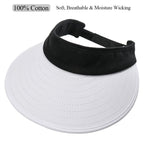 Sun Visor Hats Women Large Brim Summer UV Protection Beach Cap White