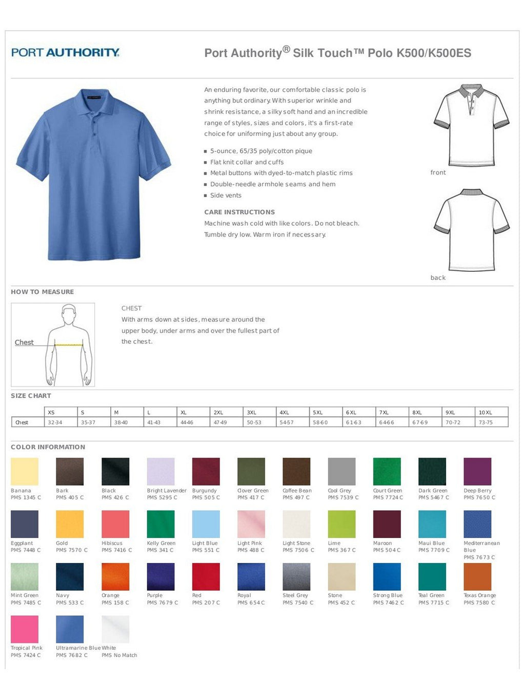 Port Authority Men's Tall Silk Touch Polo 2XLT Burgundy