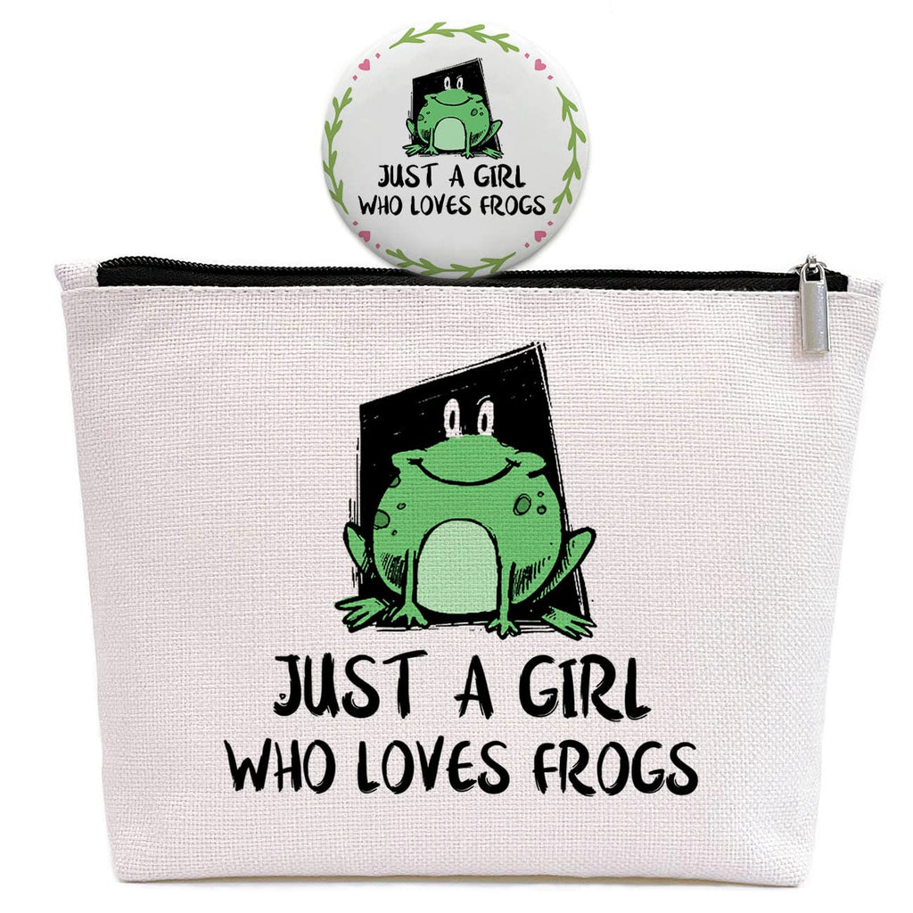 GevGuxLuo Frog Gifts for Frog Lovers, Frog Makeup Bag for Women with Mirror, Frog Birthday Gifts for Daughter Sister Bestie, Cut