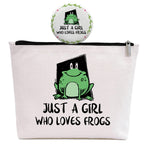 GevGuxLuo Frog Gifts for Frog Lovers, Frog Makeup Bag for Women with Mirror, Frog Birthday Gifts for Daughter Sister Bestie, Cut