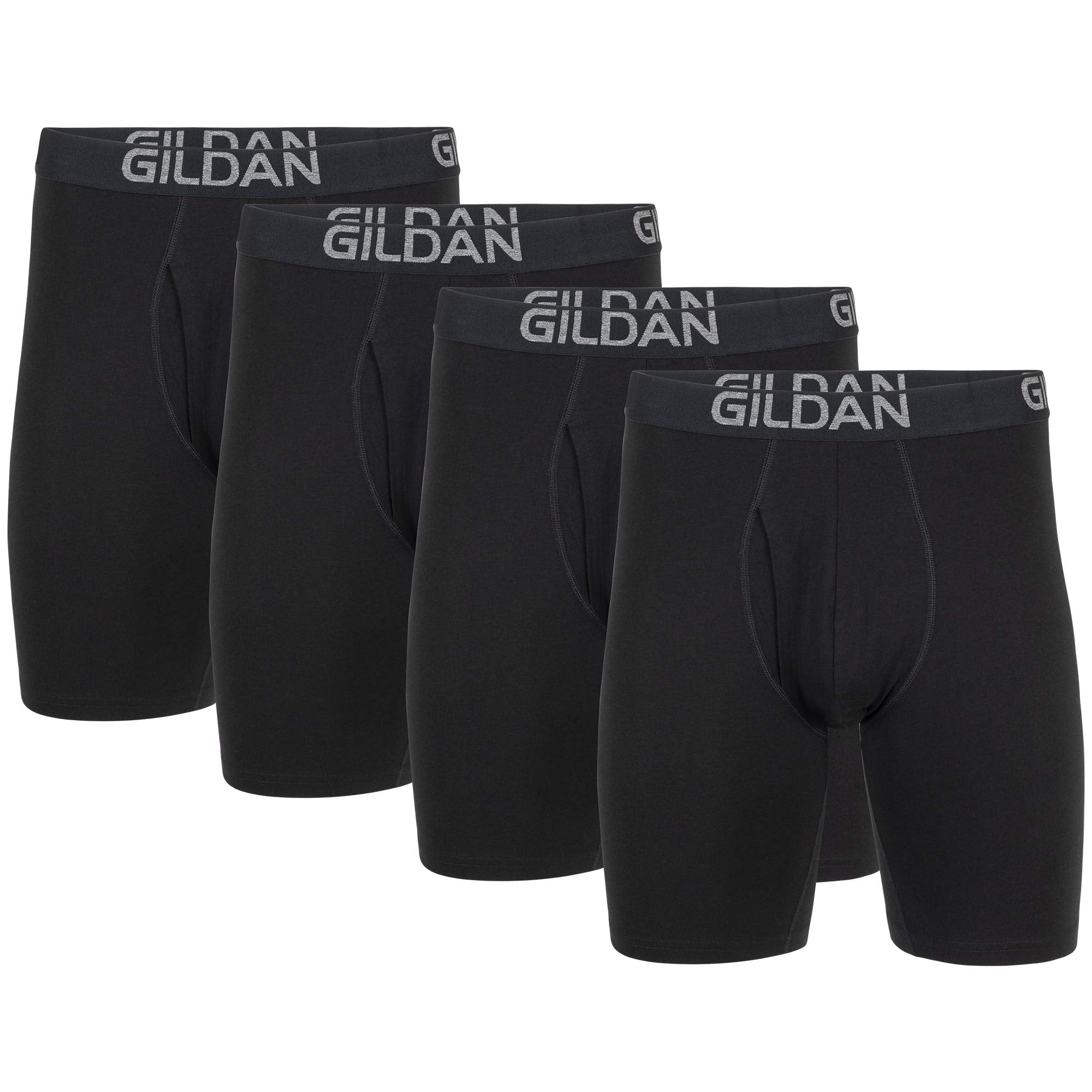 Gildan Men's Underwear Cotton Stretch Boxer Briefs, Multipack, Black Soot (4-Pack), X-Large