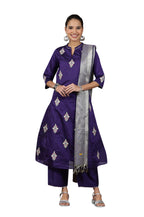 Aurelia WomenS Yarn Dyed Flared Kurta Set With Palazzos And Dupatta For Women