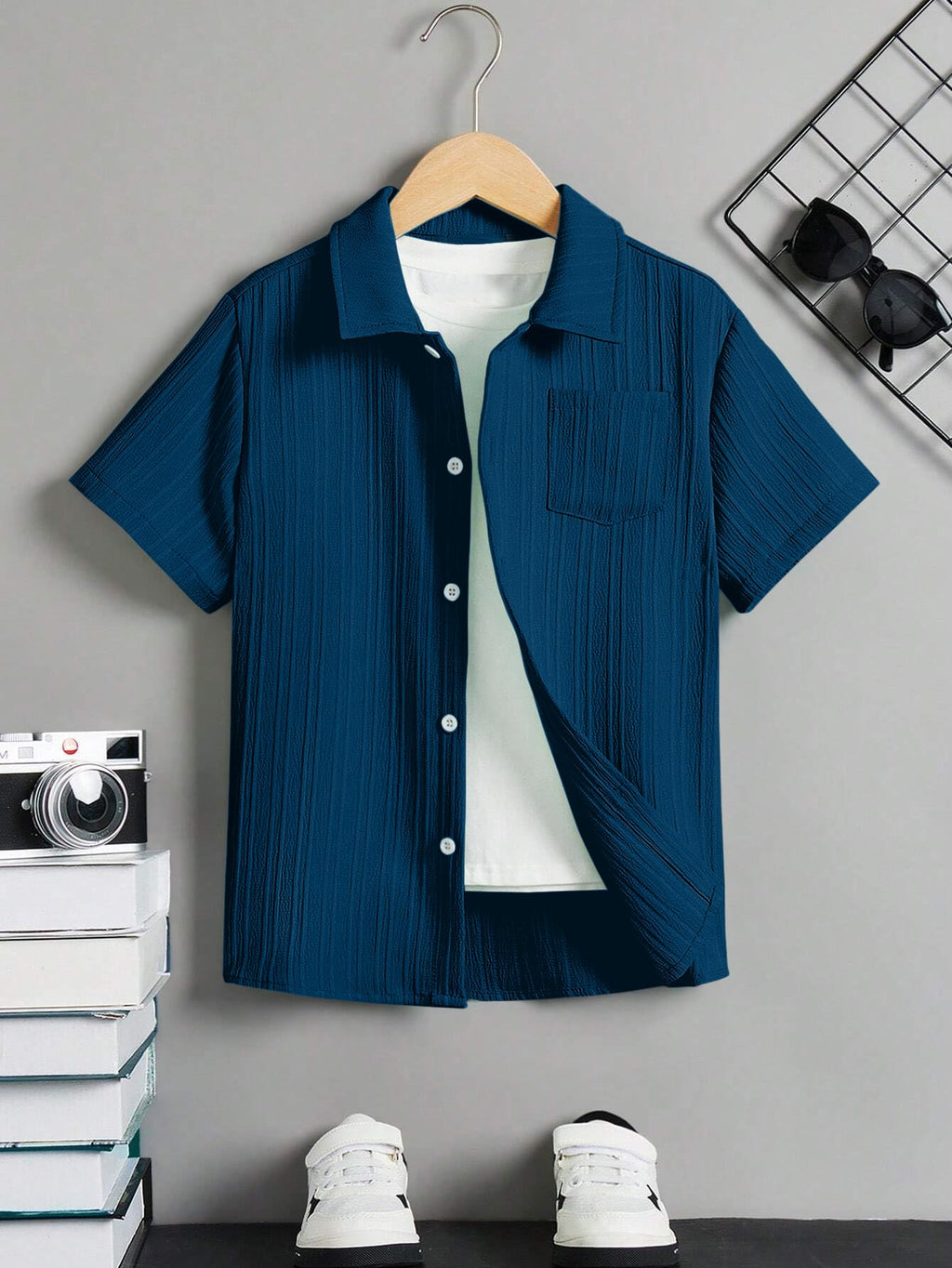 TAGAS Toddler Boys Striped Short Sleeve Casual Vacation Shirt