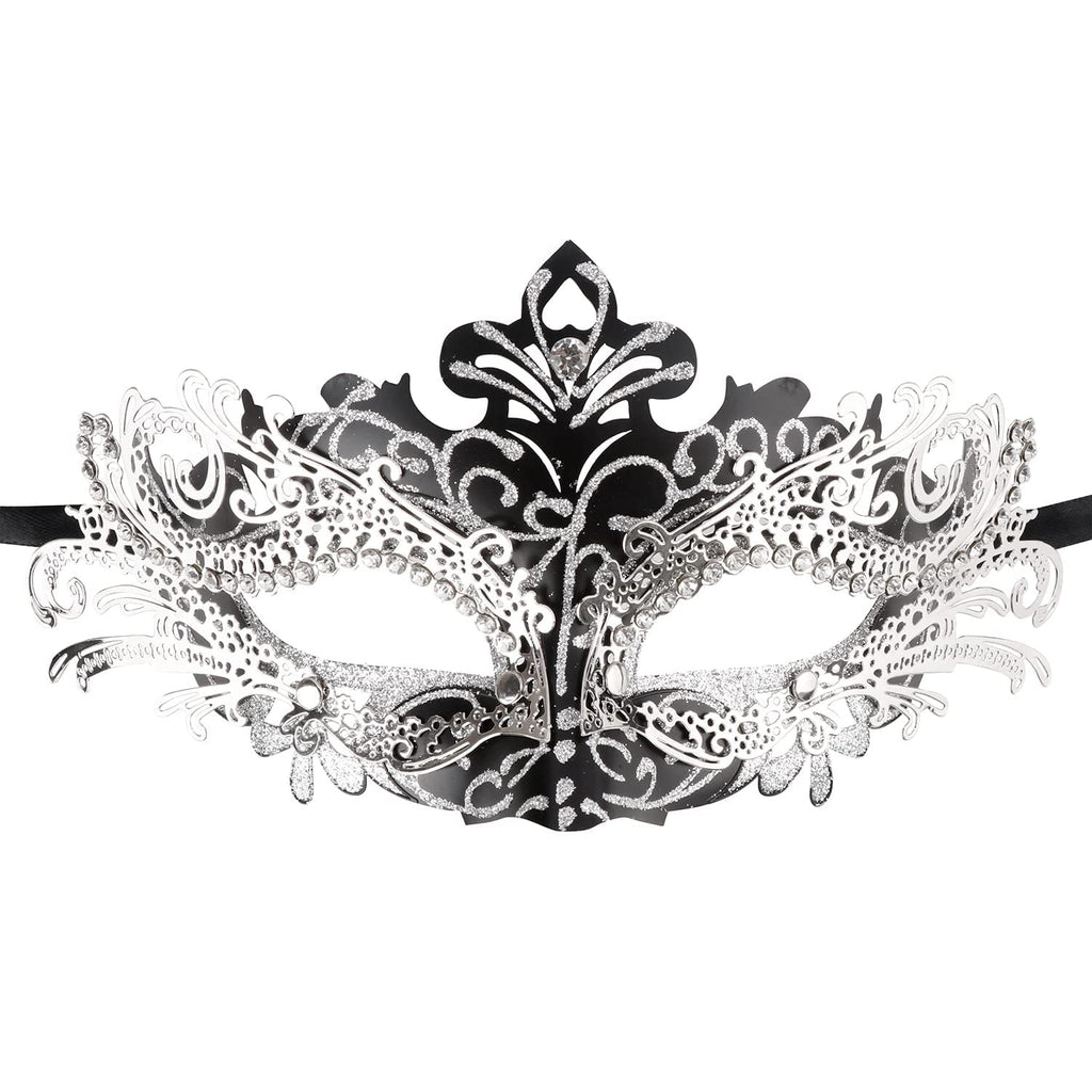Couple Masquerade Metal Masks Venetian Halloween Costume Mask Mardi Gras Mask Cosplay Party Costume Ball Wedding Party Mask (Bla