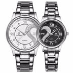 DREAMING Q&P Romantic His and Hers Watches - fq102 Stainless Steel Pair Hearts Wristwatches for Men Women Set of 2