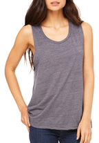 Ladies Flowy Scoop Muscle Tank - WHITE - S(D0102H7KR4T)