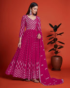 Fashion Basket Women'S Anarakali Kurta With Dupatta Set (Pink)