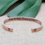 JoycuFF Mother's Day Gifts for Daughter Cuff Bracelet Stainless Steel Rose Gold Jewelry Birthday Christmas Gift