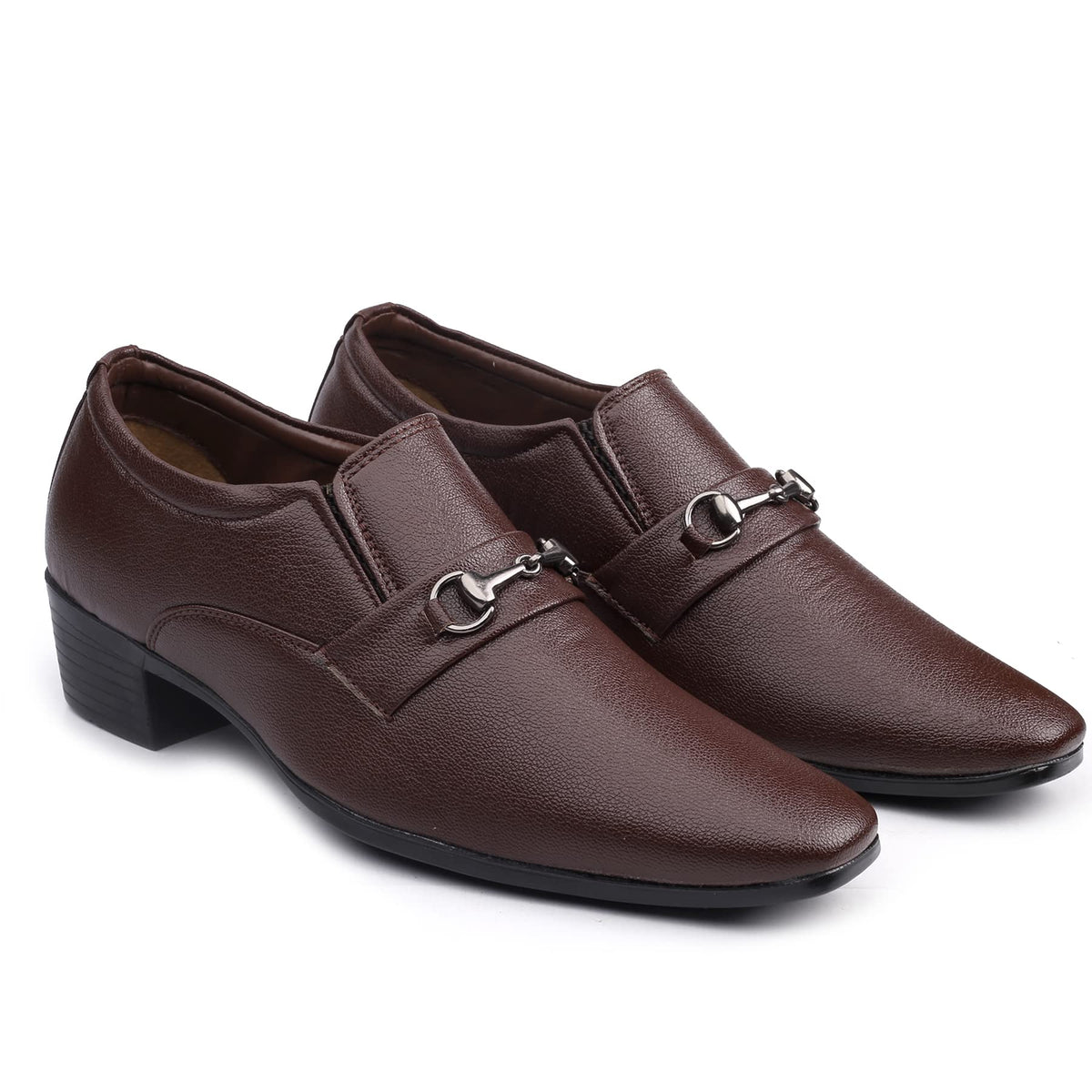 Mens Brown Height Increasing Formal SlipOn Moccasin Shoes7 UK 7