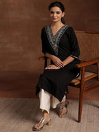 Libas WomenS Viscose Rayon Yoke Design A-Line Kurta (29190Or Black