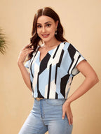 Sugathari Womens & Girls Sky Blue, Keyhole Neck, Short Sleeve Blouse Tops for Women/Tops, T-Shirts for Girls (Top 90 Sky Blue