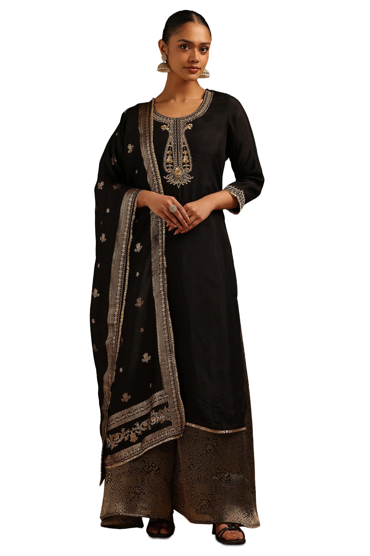 Soch Women Silk Embroidered Salwar Suit Set