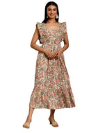 Libas WomenS Cotton Fit And Flare Midi Casual Dress (26921_White