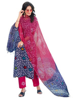 ANNI DESIGNER Womens Cotton Blend Straight Printed Kurta with Pant & Dupatta (Khara Blue-NDS_M_Blue_Medium)