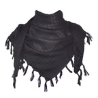 Explore Land Cotton Shemagh Keffiyeh Tactical Desert Scarf Neck Head Wrap with Tassel for Men Women (Black, One Size)