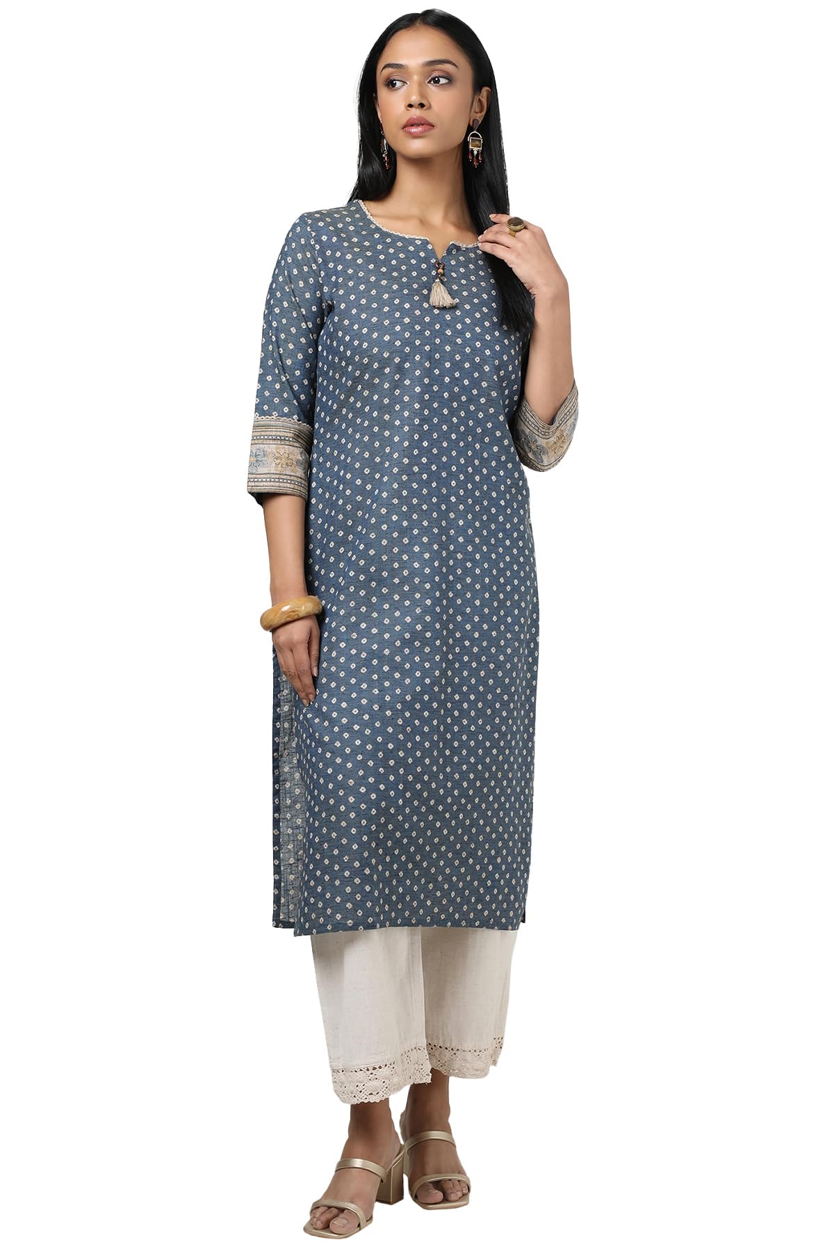 Soch Women Cotton Bandhani Print Kurta with Tassels