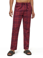 XYXX Mens Super Combed Cotton Checkered Checkmate Pyjamas [Pack of 1] Elasticated Waist, Drawstring | Loungewear for Men in Red