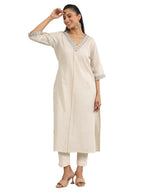 Libas WomenS Cotton Blend Solid Straight Kurta (29469O_Off White_M)