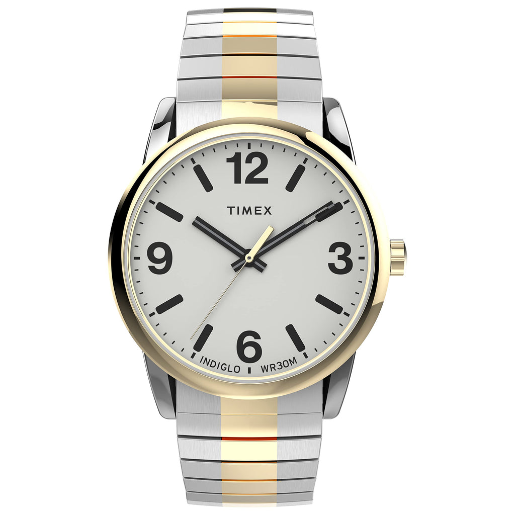 Timex Men's Easy Reader Bold 38mm Perfect Fit Watch - Two-Tone Case White Dial with Two-Tone Expansion Band