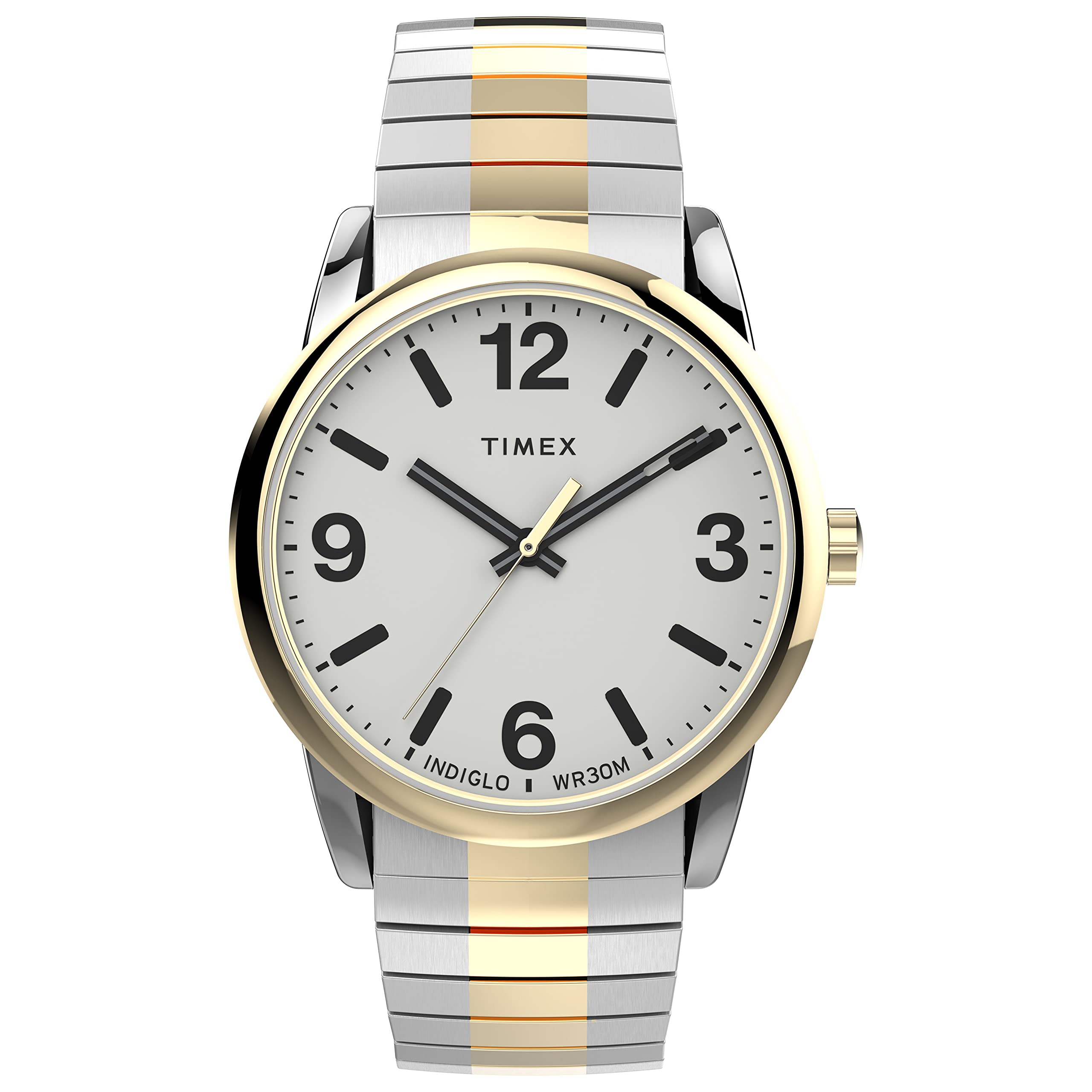 Timex Men's Easy Reader Bold 38mm Perfect Fit Watch - Two-Tone Case White Dial with Two-Tone Expansion Band