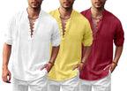 Finivo Fashion Combo Of MenS Solid Cotton Blend Straight Kurta Shirt Pack Of 3