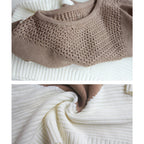 shermie Women Long Sleeve Crew Neck Pullovers Stitching Color Loose Knitted Sweaters (X-Large,Camel)