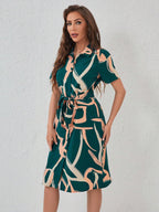 Shasmi WomenS & GirlS Dress For Women L One Piece Dress For Women L Beach Dress For Women, Solid Printed Tie Front Collared V