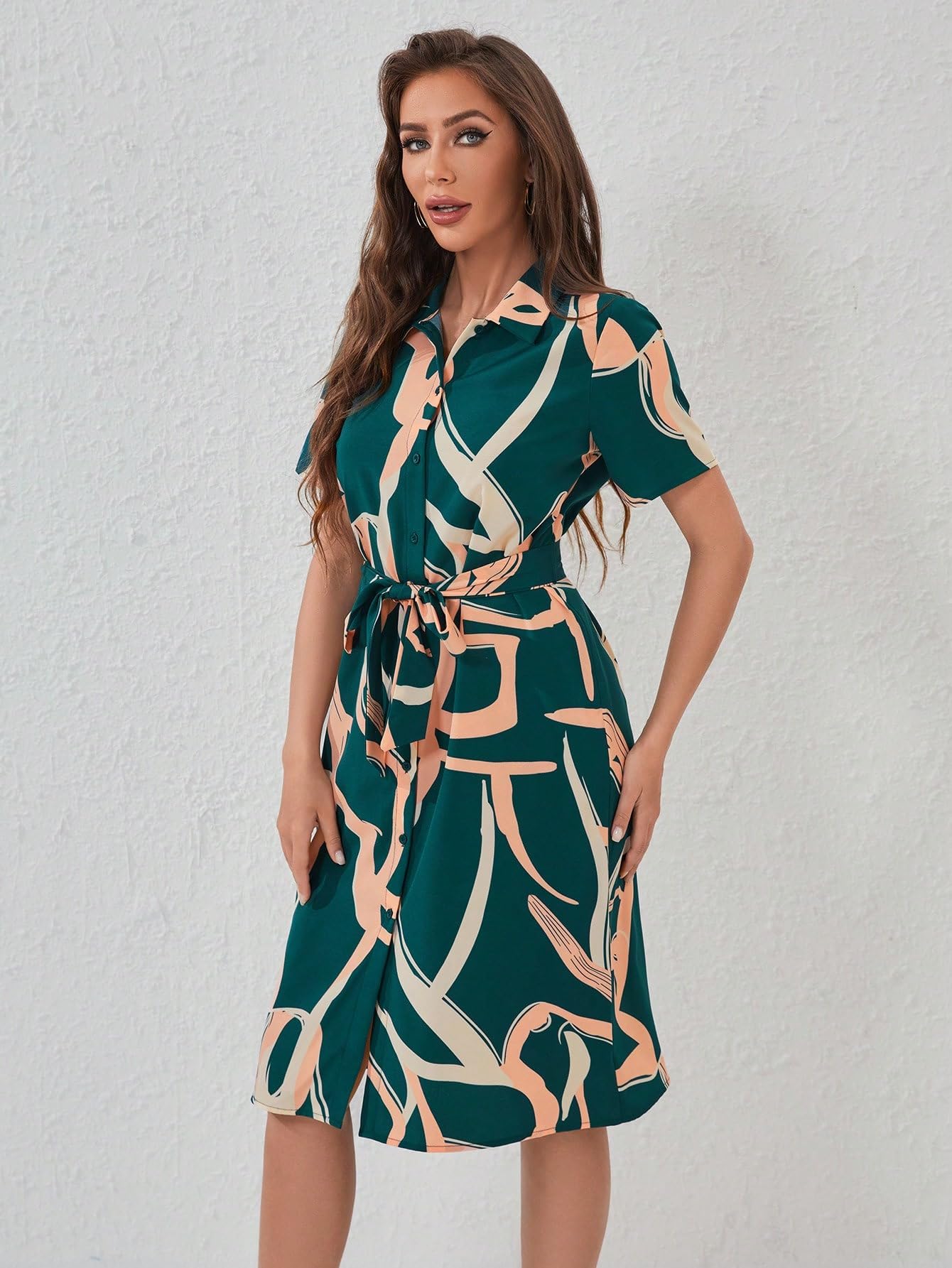 Shasmi WomenS & GirlS White Dress For Women L One Piece Dress For Women L Beach Dress For Women, Solid Printed Tie Front Colla