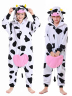 CANASOUR Cow Onesie Kids Halloween Cosplay Costume Girls One Piece Pjs Anime Unisex Hoodie Pajamas For 10-12 Years Boys Party Py