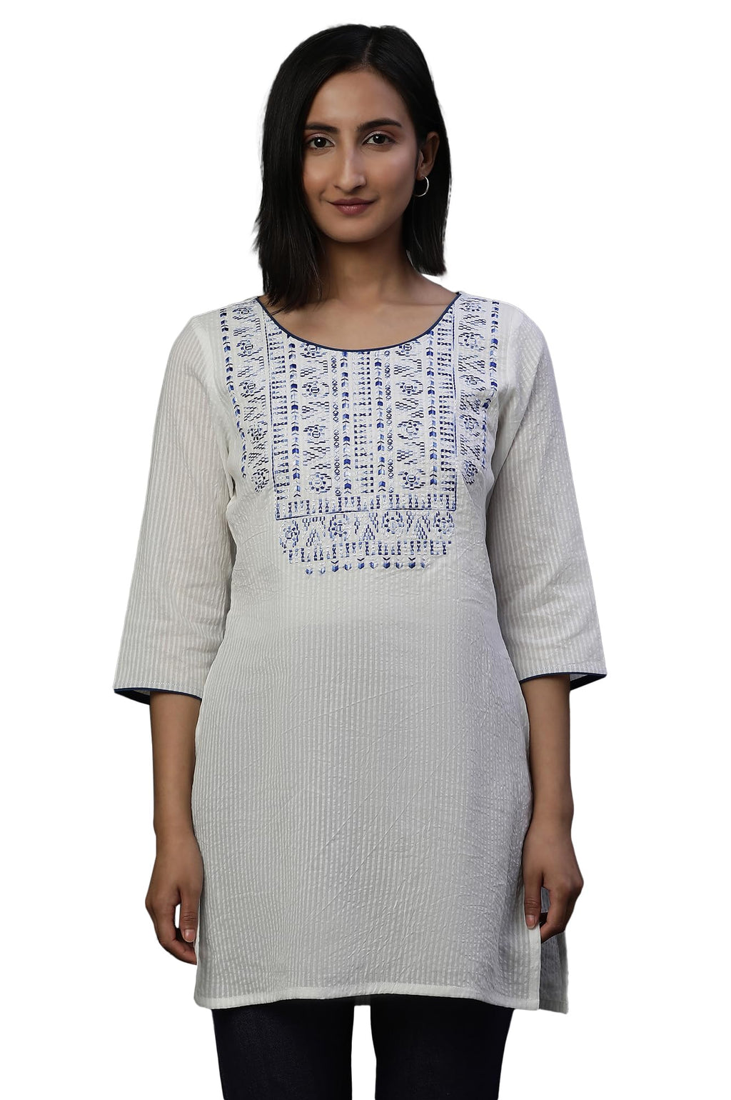 Aurelia Womens Cotton Blend Regular Kurti (24FEA30480_White