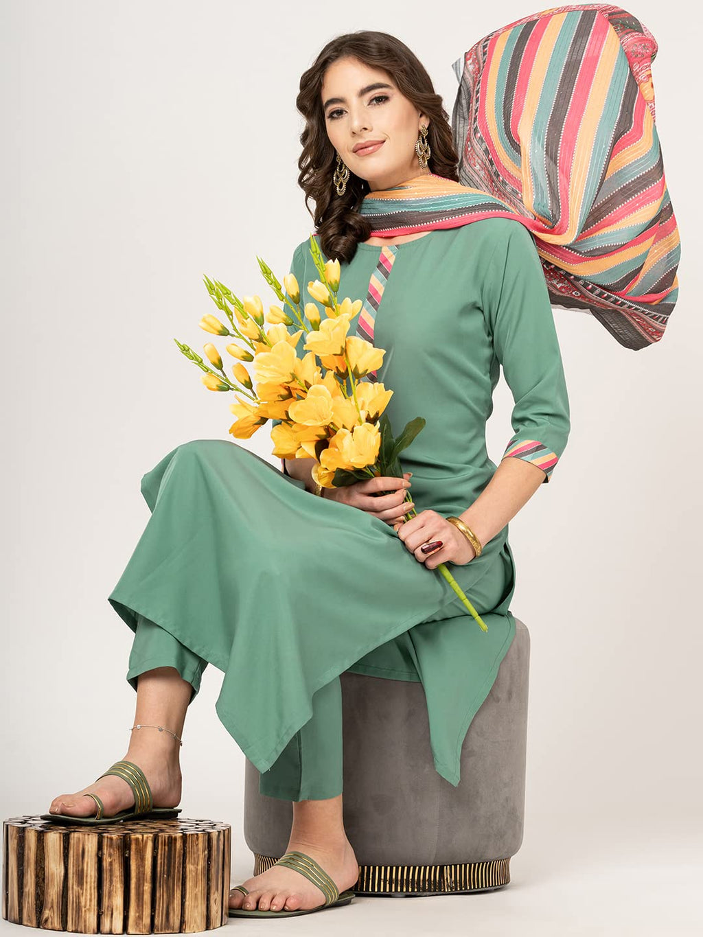 Shiv Textiles Women'S Silk Blend Solid Regular Dress Shirt (Dipgo-Kpd 205-03 Mint-M