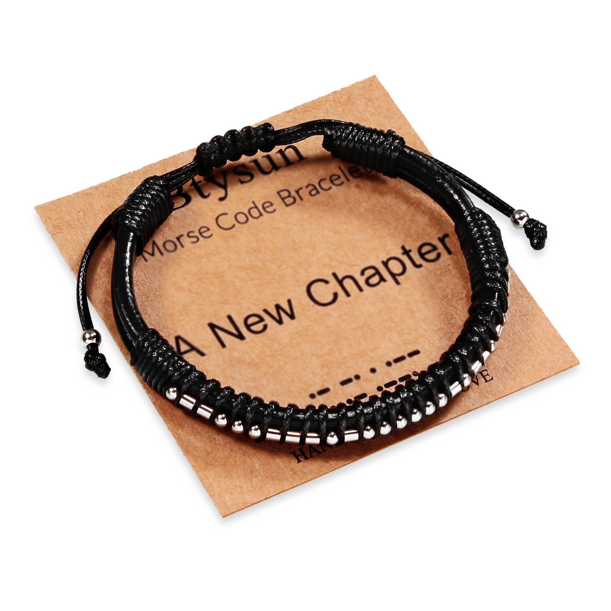 Btysun Graduation Gifts for Him 2023 A New Chapter Morse Code Bracelet Inspirational Retirement Gifts for Men Adventure Birthday