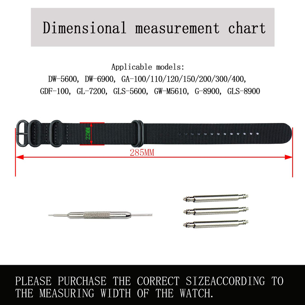 KHZBS Men's Nylon Watch Strap + Adapter for Casio G-shock GA100 GA110 G8900 GW6900 DW5600 G-5600E GWM-5610 GWX5600 Sports watch