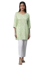 Green Floral Print Casual Summer Kurti