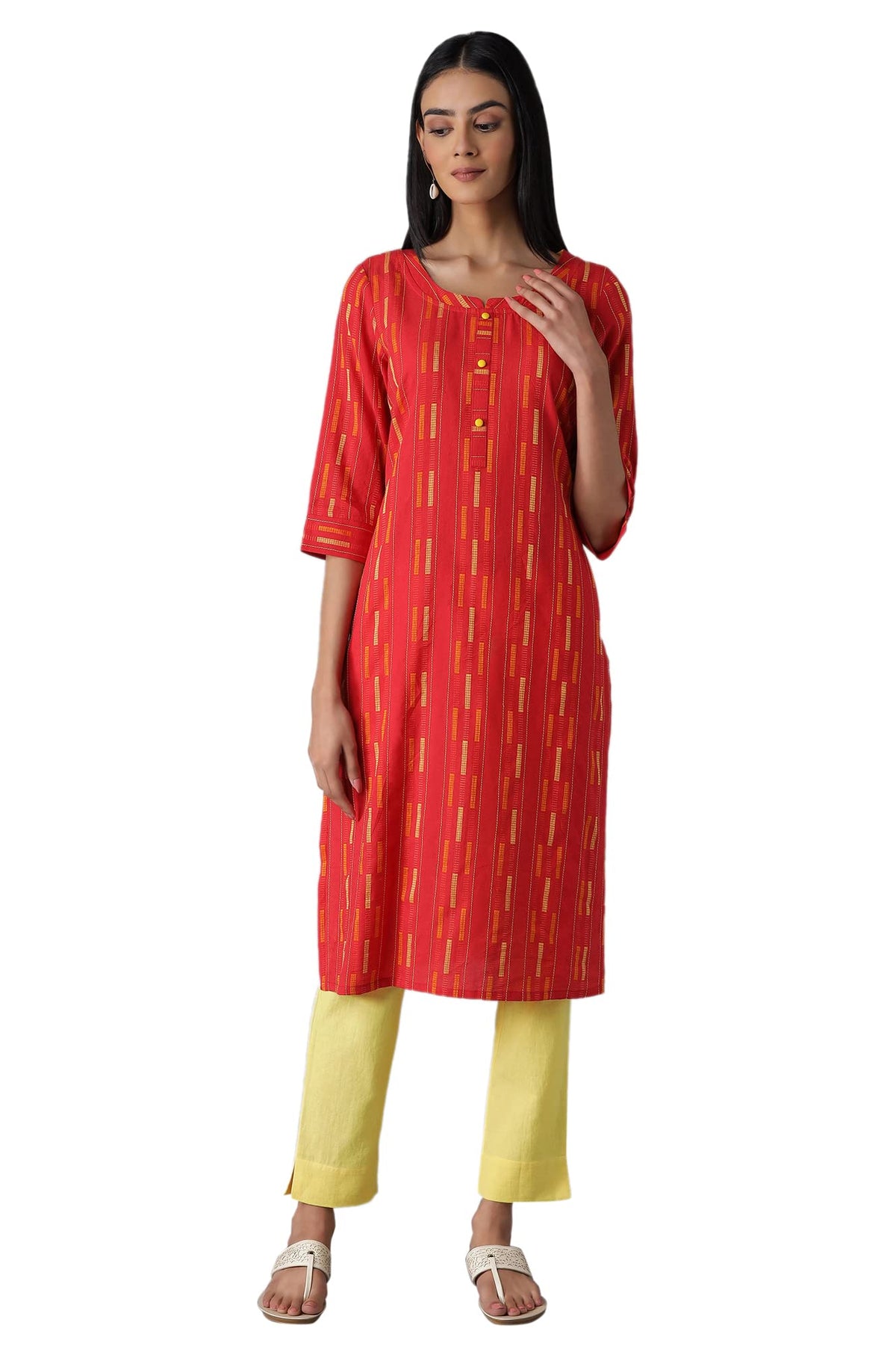 Aurelia Womens Cotton Kurta & Trouser (22FEAS14334-701895_Red